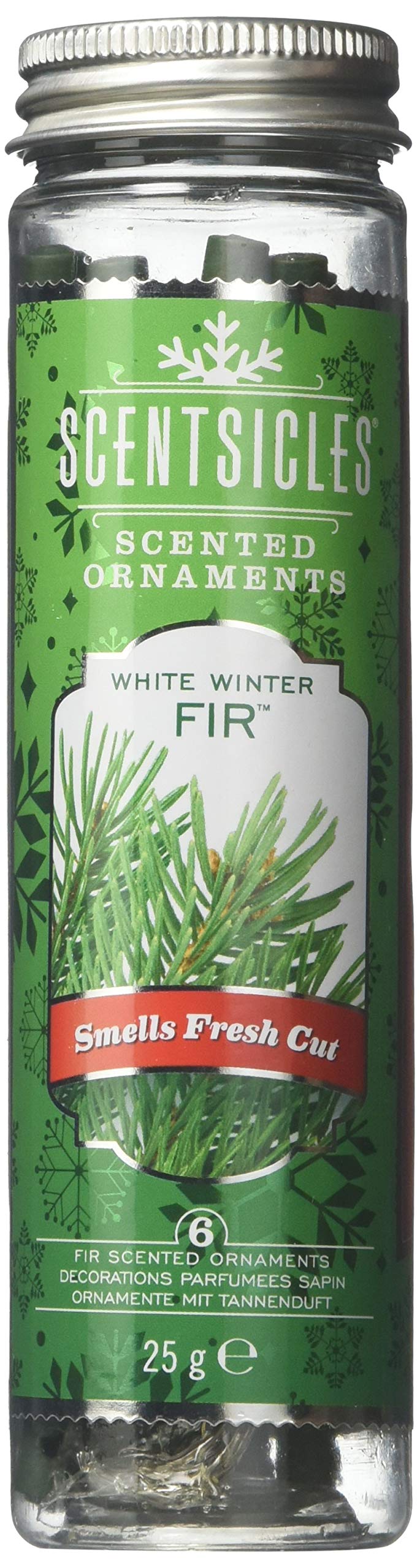 Scentsicles White Winter Fir Scented Ornaments with Hooks - 2 Bottles (12 Sticks Total)