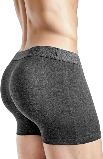 Rounderbum Mens Padded Underwear Boxer Briefs with Removable Butt Enhancing Pads - 4 Colors - More Volume Instantly