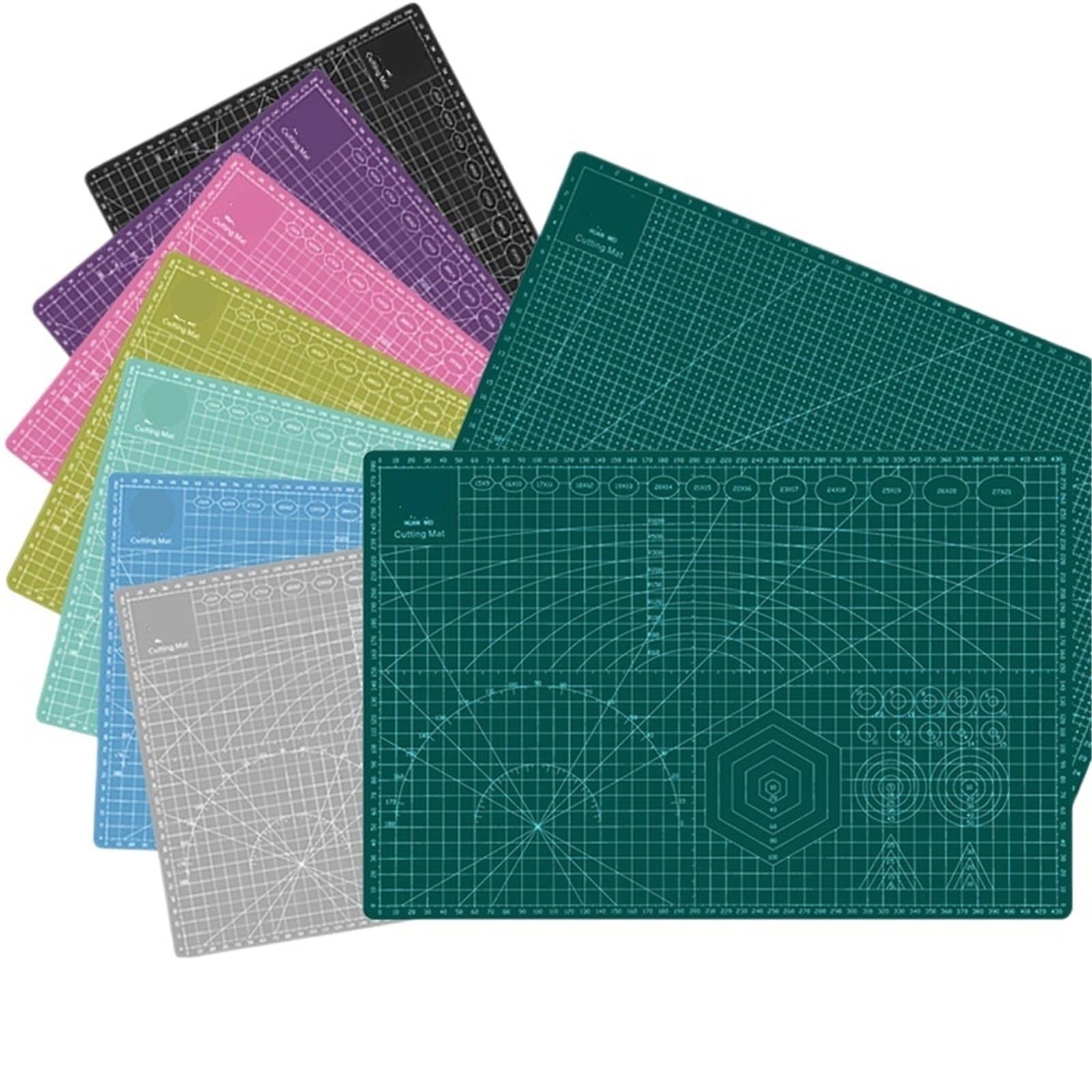 Tapete de Corte Tabla de cortar A2 con cuadrícula, tarjeta autorreparadora, multicolor, doble cara, bloc manual escritorio, 60 x 45 cm(Light grey)