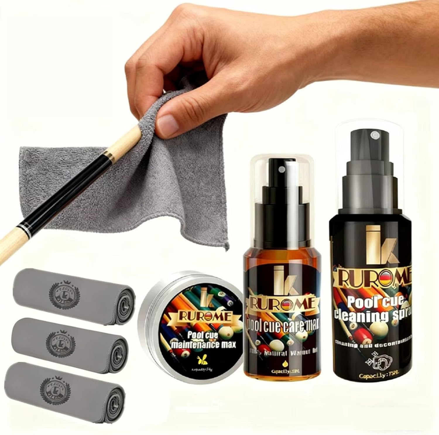 Billiards Pool Cue Shafts Maintenance Kit,Professional Level Cleaning and Smooth Maintenance kit for White Wax Wood Table and Club