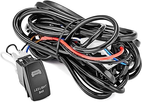 Kit de arnés de cableado universal de barra de luz LED de 1 plomo, interruptor basculante, 40A, 12V, encendido y apagado, fusible, compatible con