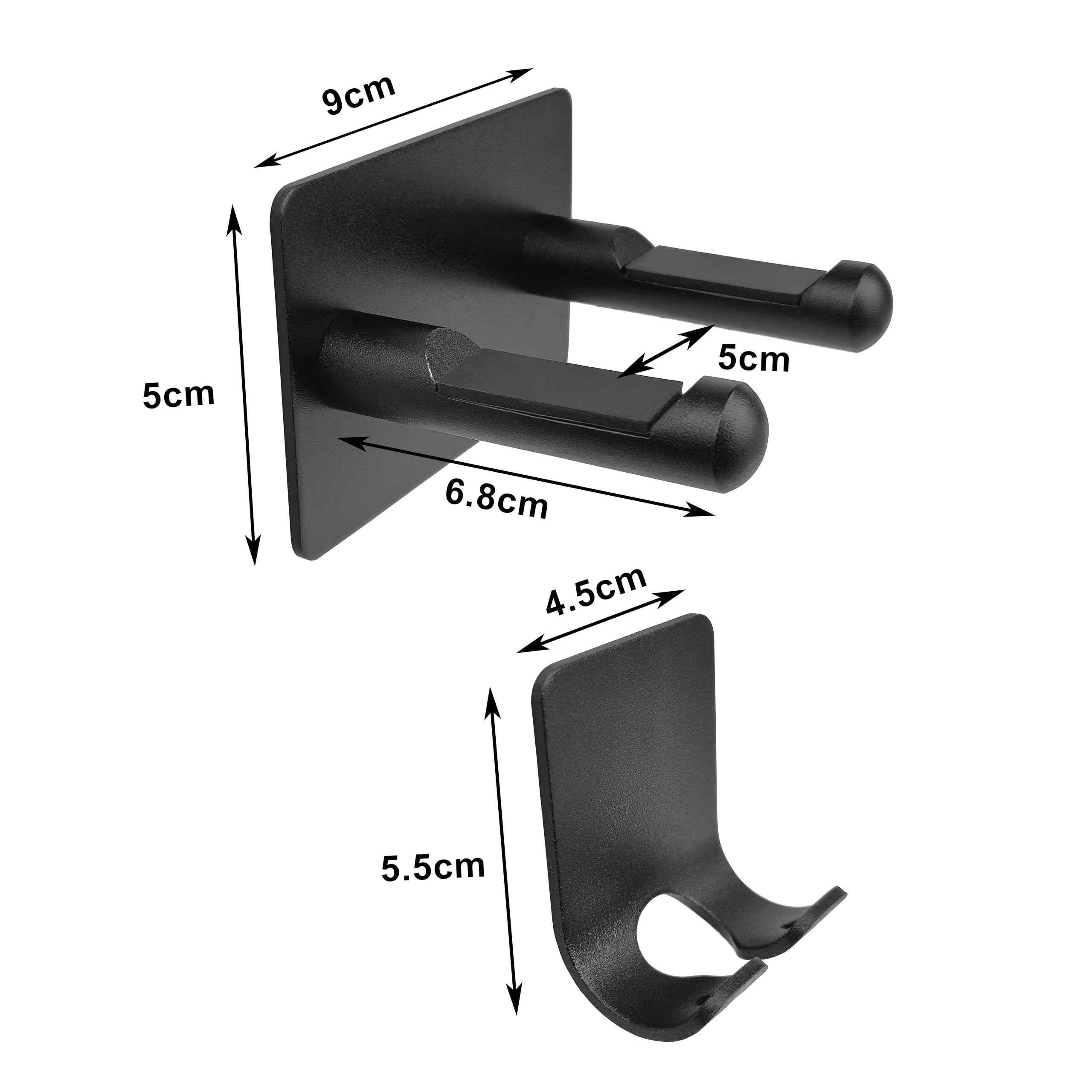 Supporto per Asciugacapelli, Porta Phon da Muro, Porta Asciugacapelli a Parete da Fissare Senza Trapano, Adatto per la Maggior Parte degli Asciugacapelli (Nero)