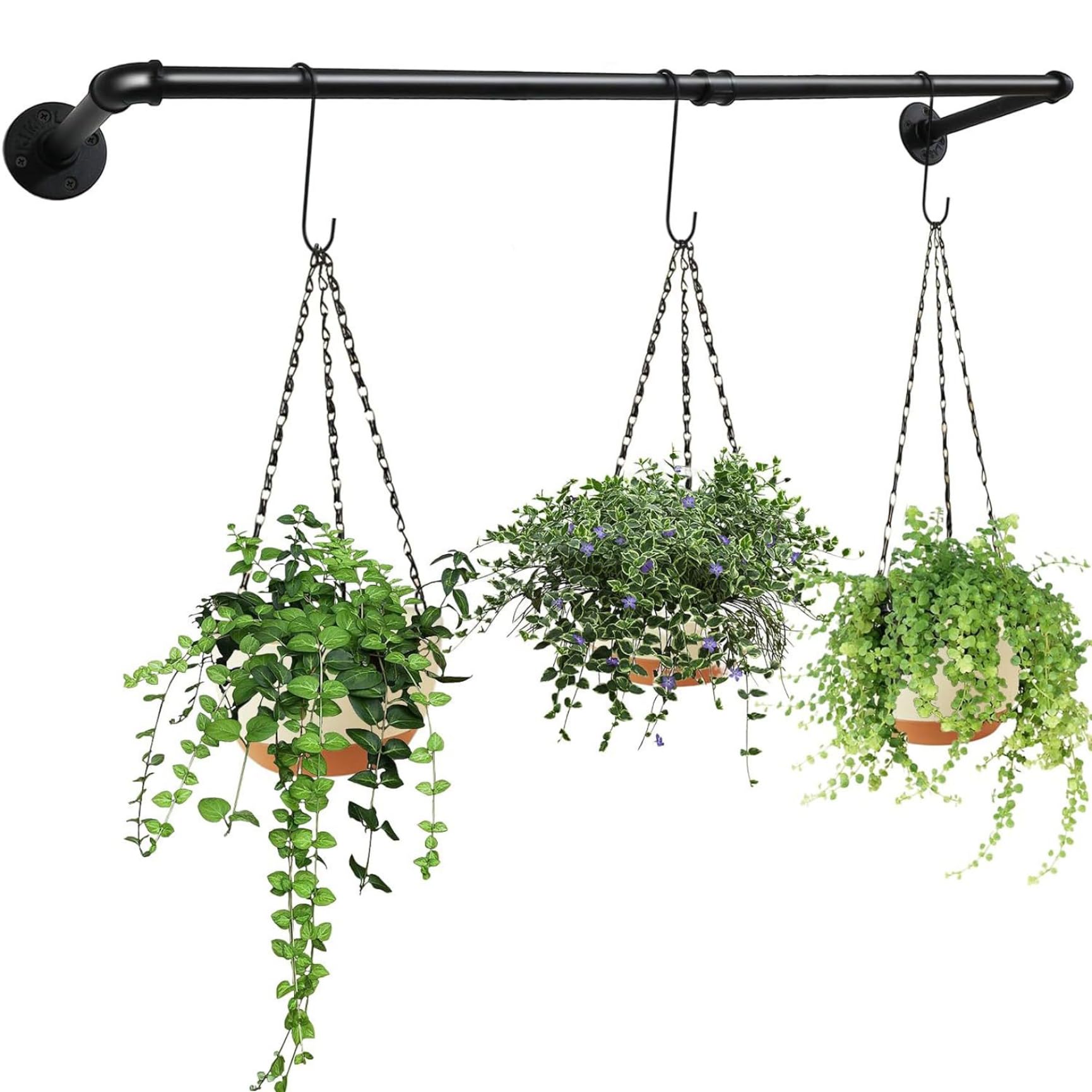 Tige de suspension pour plantes en métal 36x8 cm, support mural robuste balcon et intérieur