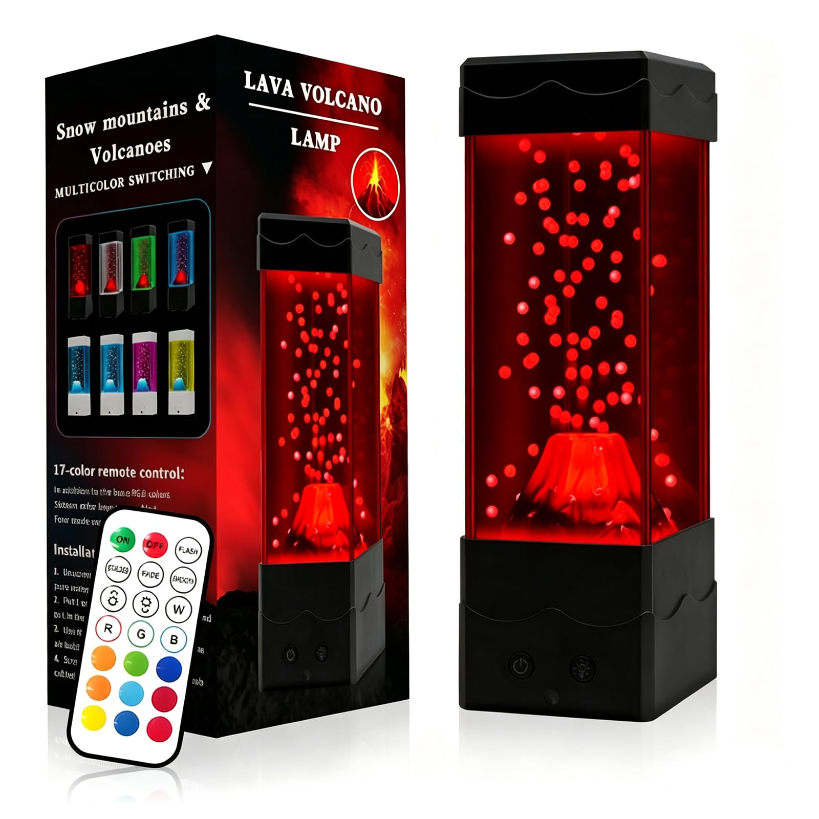 Luce notturna sensoriale vulcanica vulcanica, lampada vulcano con 13 colori che cambiano e telecomando, luce d'atmosfera dimmerabile per rilassarsi, adatta come regalo di Halloween, compleanno o