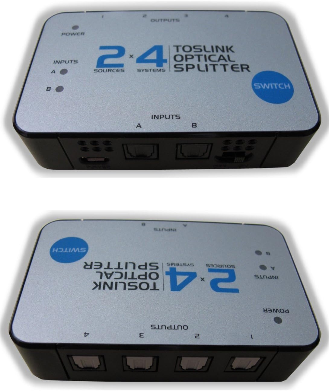 4x4 TOSlink Optical Audio Splitter Distribution Amplifier Amp Distributor Multiplier