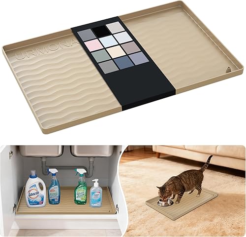 Miniatura 83 de URMONA Tapete de silicona impermeable para debajo del fregadero de 40 x 22 pulgadas, forro para estante de cocina y baño, protector de gabinete y