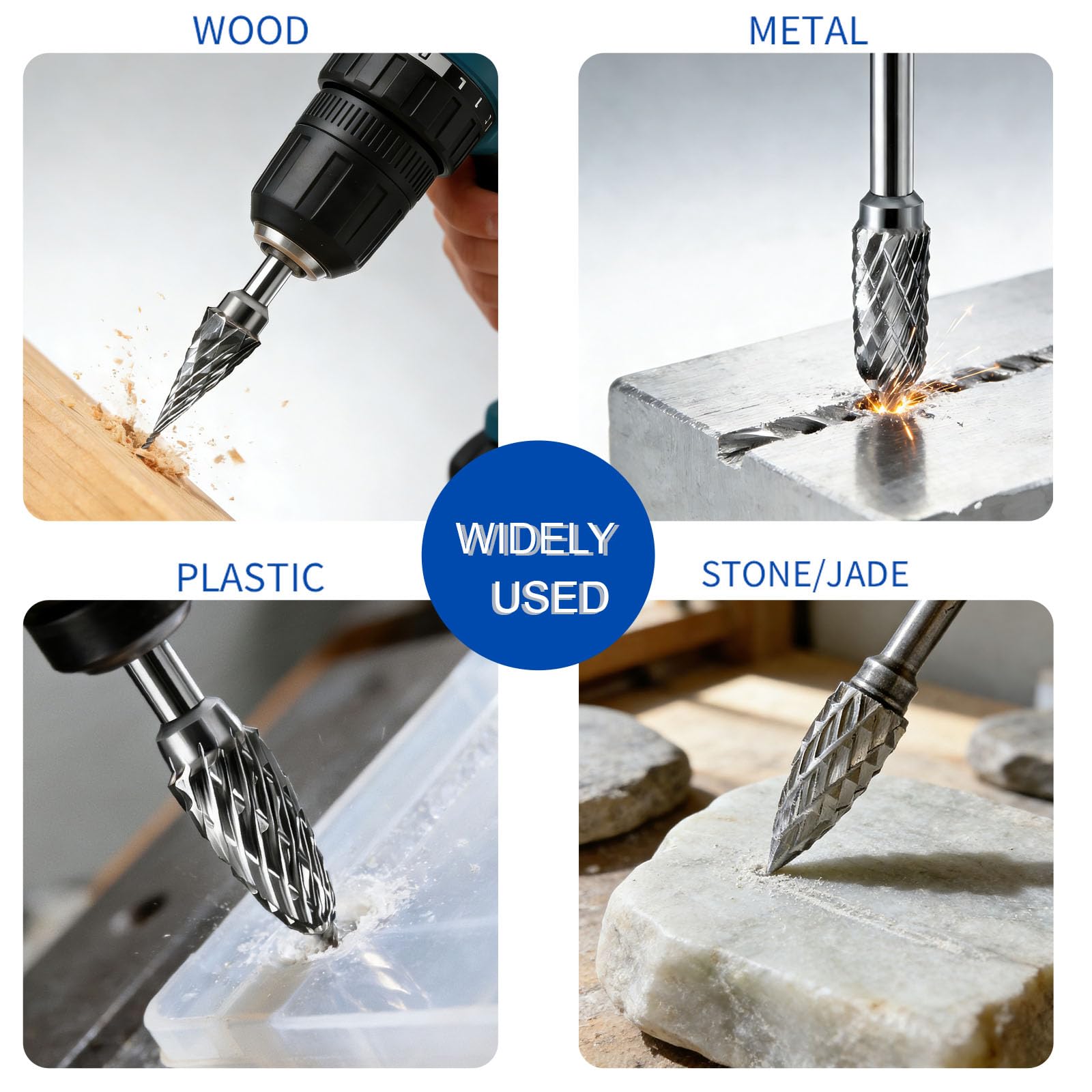 10 Stück Hartmetall Frässtifte mit Doppelschnitt, Wolfram Hartmetall Rotationsfräser mit 1/8" Schaf für DIY-Holzbearbeitung,Bohren,Schnitzen, Gravieren,Metallpolieren