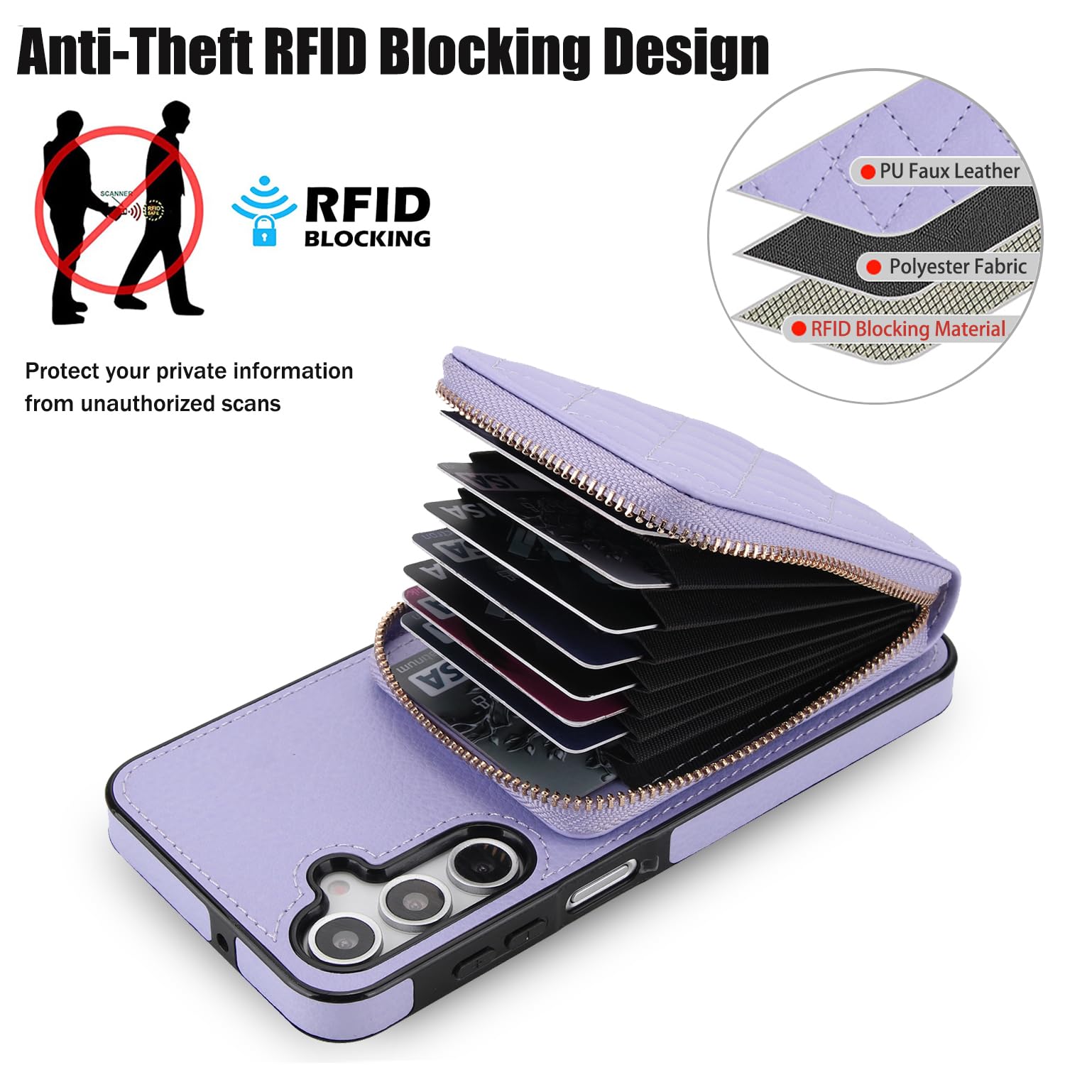 Asuwish Custodia per telefono per Samsung Galaxy A17/A26 5G 2-in-1 Custodia magnetica a portafoglio con pellicola protettiva per lo schermo, tracolla con blocco RFID, porta carte di credito A 17 26