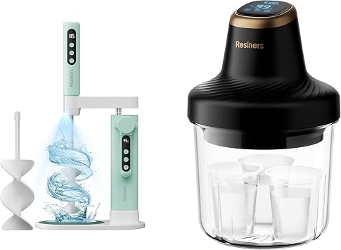 Resiners Resin Bubble Remover Airless Pro & Resin Mixer with Electric Stand & Silicone Paddles & Lighting, 3 Min Remove 99.99% Bubbles