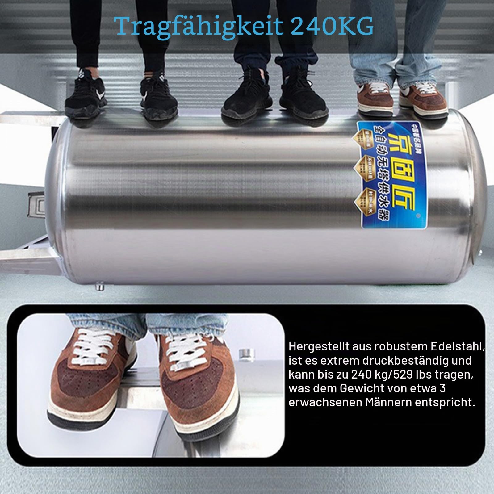 Druckbehälter Druckkessel 60 100 160 200 250 300 L Wasserspeicher Drucktank 220v, Edelstahl Hohe Vordruckbehälter Tragbar, Druckspeicher