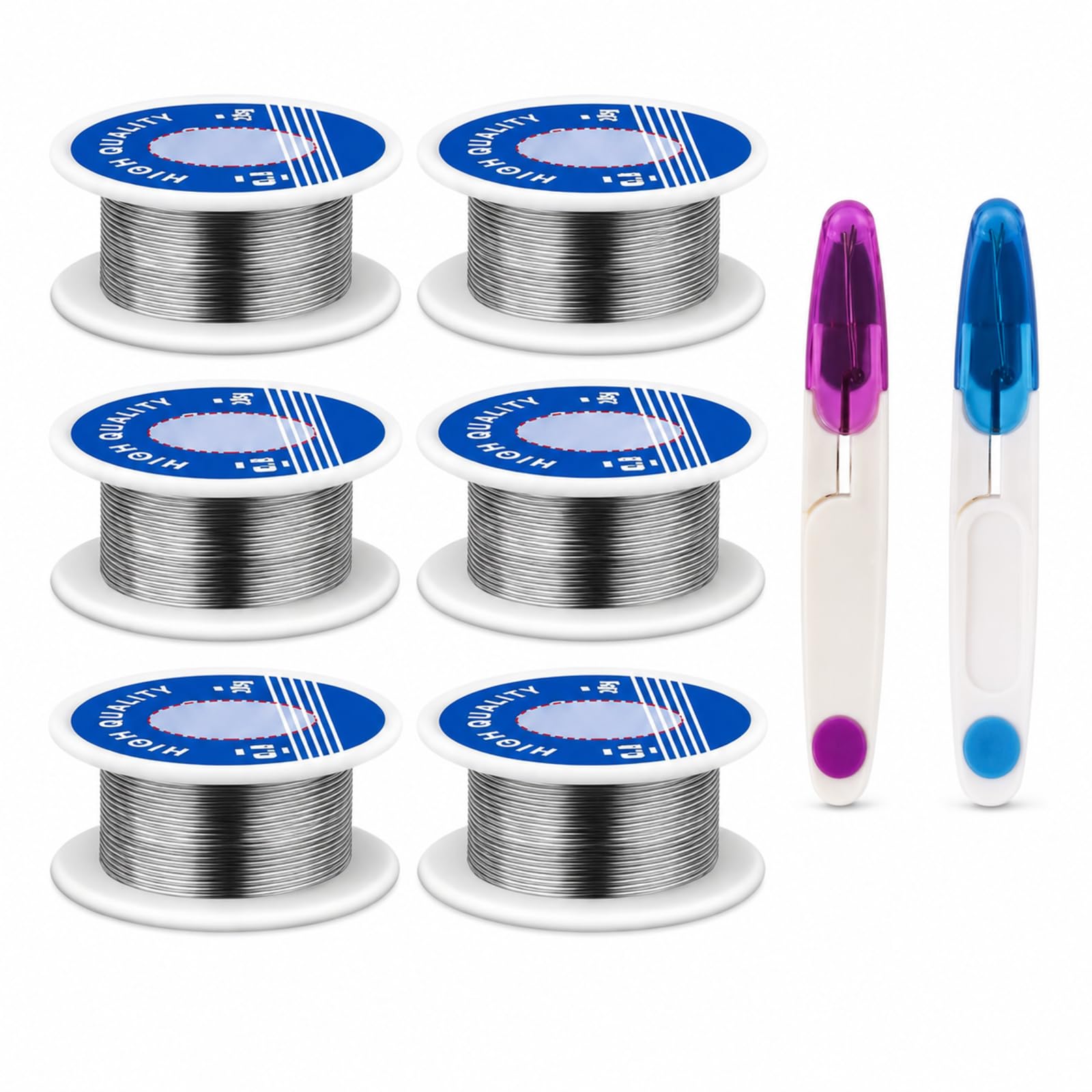 6 Rolls Solder Wire, 6 Rolls 20g Leaded with Flux Core, 0.8mm, Ideal for DIY Projects and Professional Workshop Use, Wick, 63/37, Flux