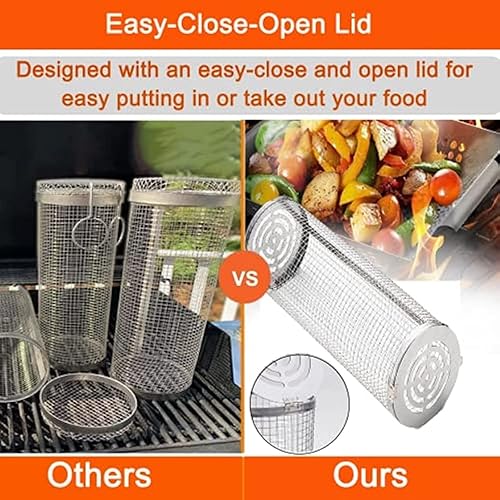 Miniatura 5 de Cesta enrollable para parrilla, accesorios para barbacoa, cilindro de malla de alambre de acero inoxidable, cesta de chips de verduras, cesta de