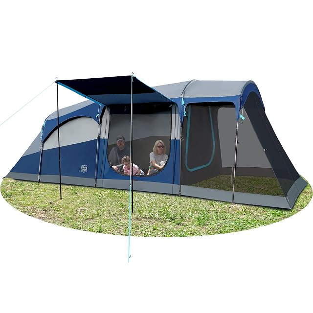 TIMBER RIDGE 8 Person Family Camping Tent with Screen Room Double Layer Waterproof Weather Resistant Big Tunnel Tent
