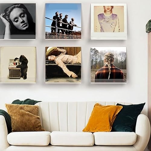 Miniatura 7 de Paquete de 12 estantes flotantes de acrílico de 15 pulgadas, exhibición moderna de repisa de imagen, estantes flotantes para discos de vinilo a