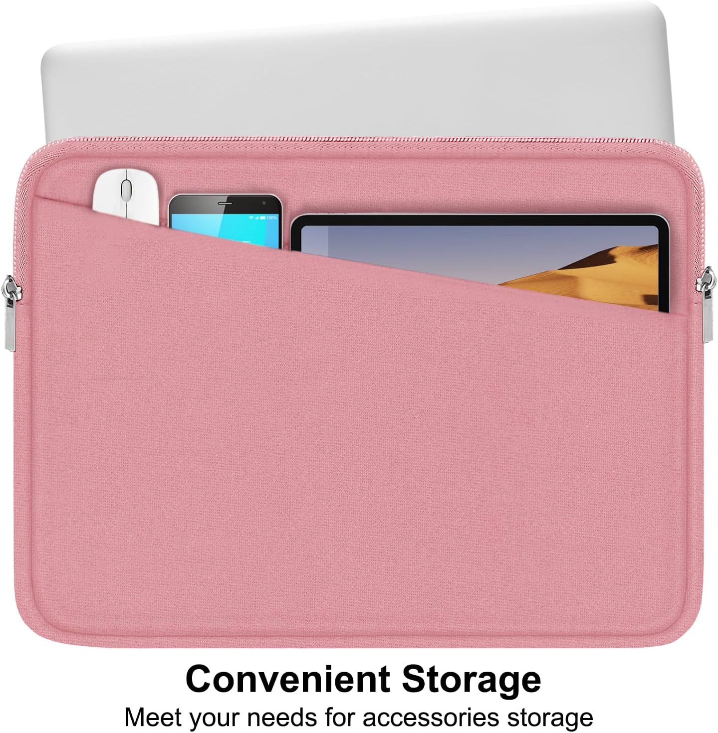 15.6 inch Laptop Case, Slim Computer Carrying Bag Protective Cover Briefcase with Front Pocket, Durable Laptop Sleeve for 15-16 Inch HP, Dell, Lenovo, Asus- Red Pink - Image 2