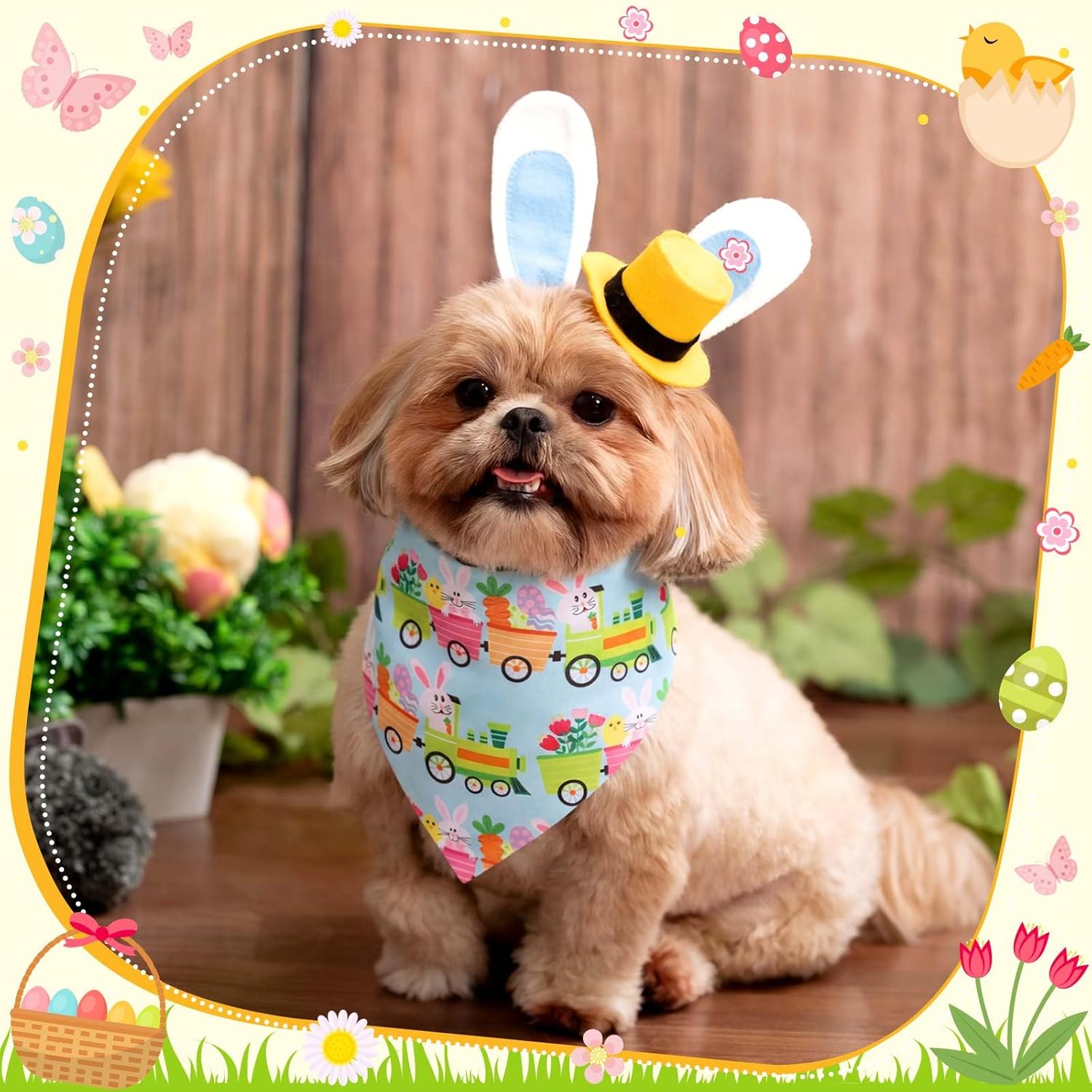 Cuffbow 200 Pcs Easter Dog Bandanas Bulk Easter Sunday Dog Scarf Bibs Bunny Egg Carrot Pet Costume Spring Soft Washable Triangle Scarf Kerchief Adjustable Cat Holiday Outfit for Small and Medium Pet