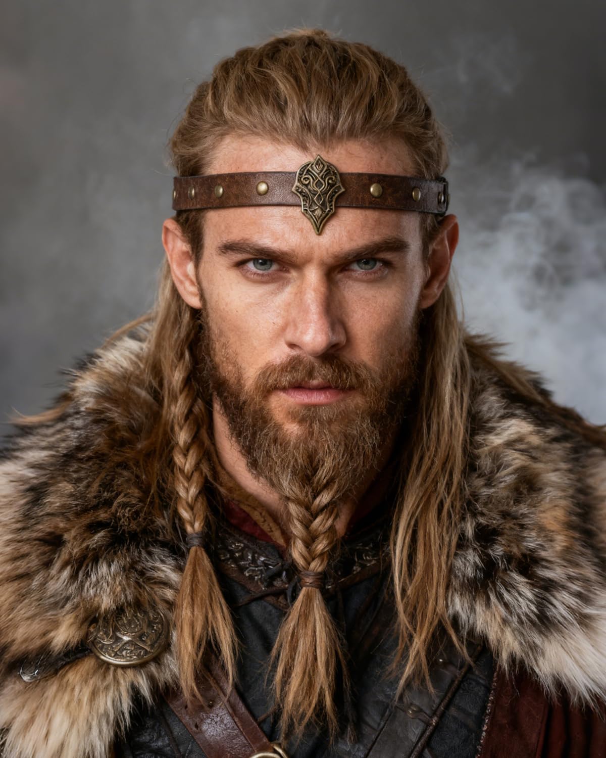 keland Opaska na czoło ze skóry Wikingów, średniowieczna, ozdoba głowy dla kobiet i mężczyzn, Halloween, Cosplay, średniowieczna LARP (AB-Copper)