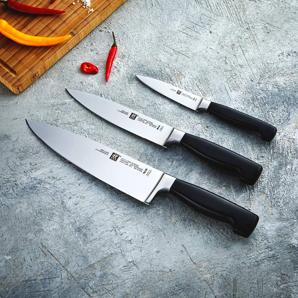 ZWILLING Four Star set de cuchillos, 3 piezas, acero especial inoxidable, negro, Made in Germany