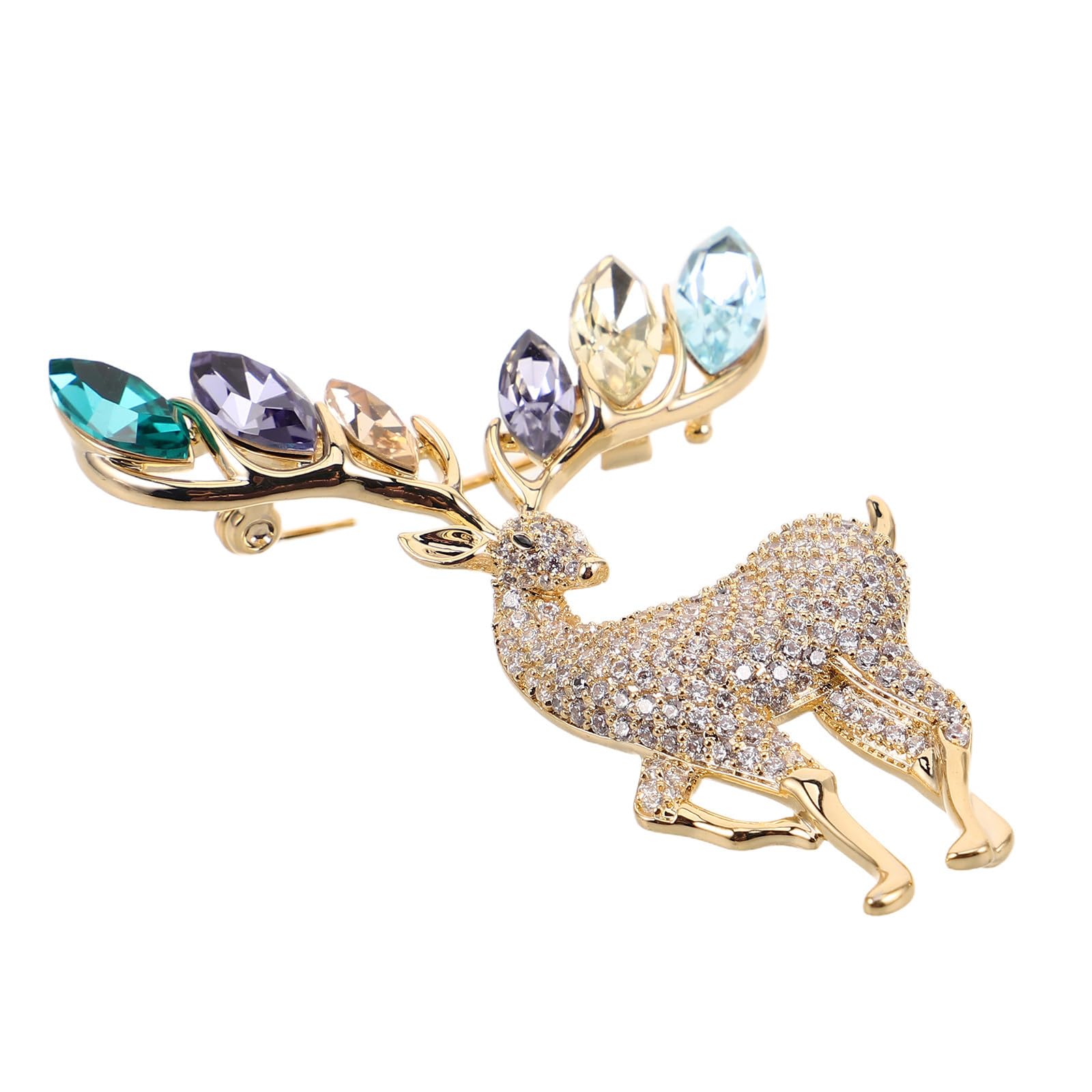 4 Piezas Broche de Alce Brillante Dorado Cobre y Rhinestone para