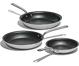 Made In Cookware - ProCoat Non Stick 3 Piece Frying Pan Set (Includes 8",10",12") - 5 Ply Stainless Clad - Professional Cookware - Crafted in USA - Induction Compatible - (Graphite)