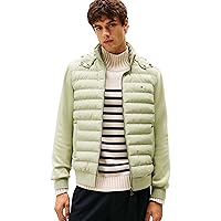 Tommy Hilfiger Uomo Felpa con Cappuccio e Zip Mix Media Hooded Zip Through Giacca Trapuntata