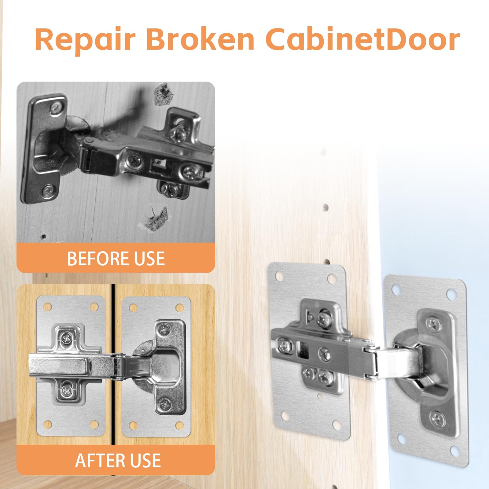 Kit Riparazione Cerniere Mobili - 10 Piastre Con 60 Viti, Per Ante Danneggiate - Foto 6