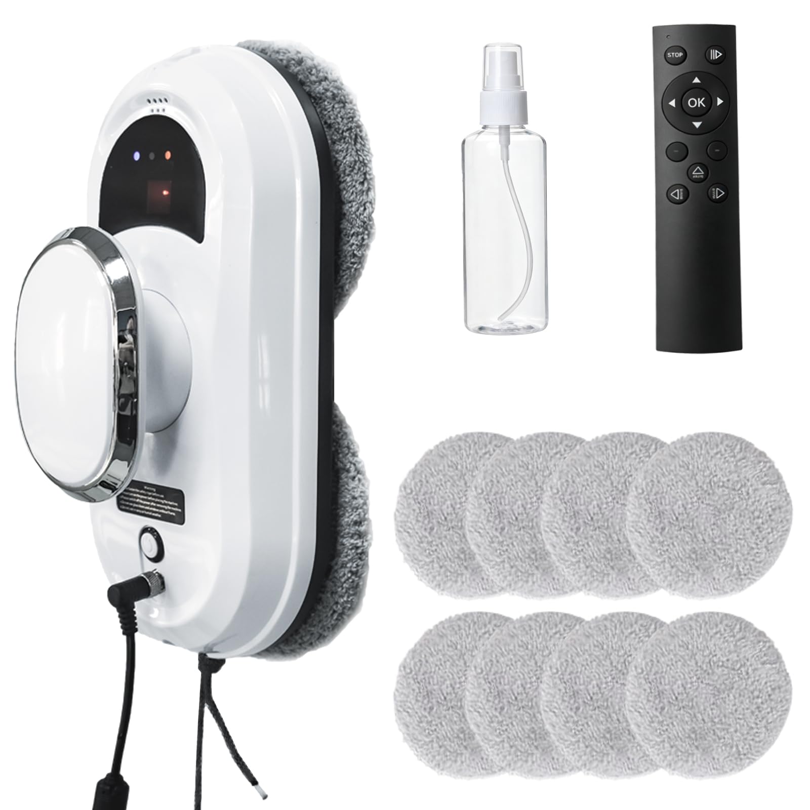 Robot de limpieza de ventanas, automático, 5600 Pa, 3 modos de limpieza, control remoto, 2 8 paños de repuesto preinstalados, doble protección de seguridad
