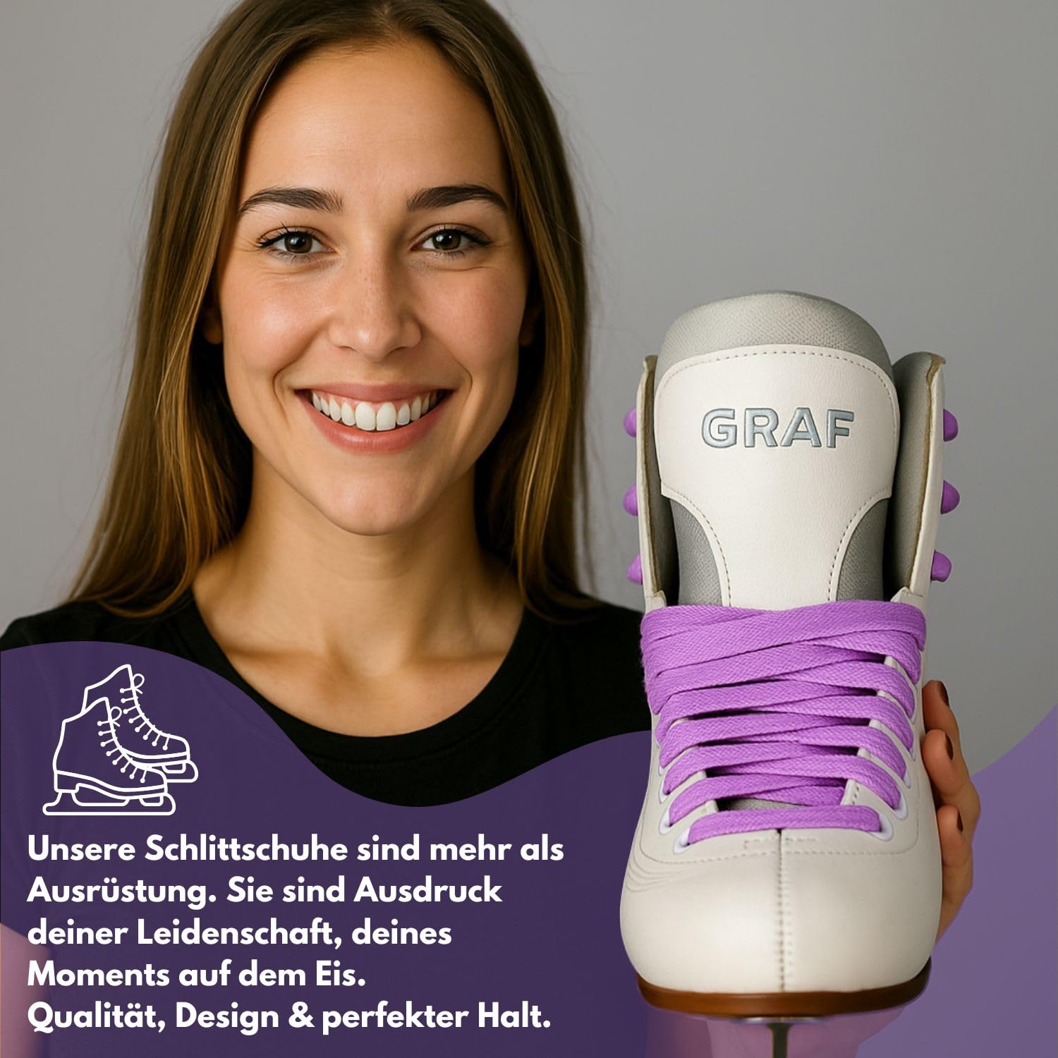 Kunstlaufschlittschuh Graf V2 Tango mit Polsterung Kunstlauf Schlittschuh mit Zacken Weiß