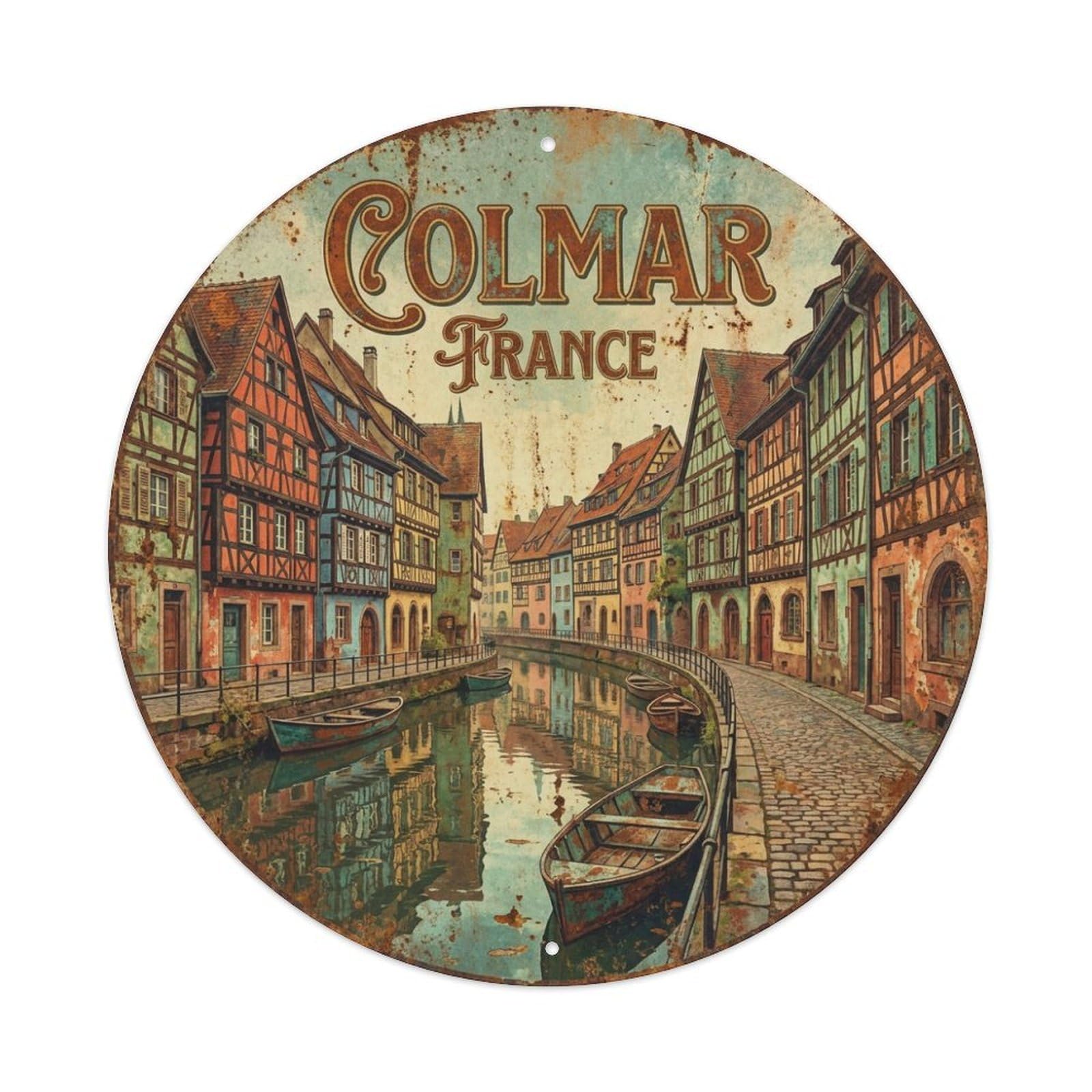 Galvaxio Style Vintage Travel France Colmar Metal Tin Sign