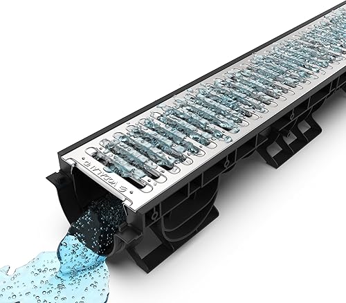 Miniatura 3 de Vodaland PC8040 - Rejilla de acero para drenaje de zanja de 4 pulgadas, 8 pulgadas de profundidad