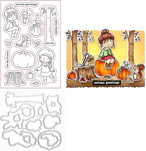 Qoiseys Saludos de Acción de Gracias para Navidad juegos de sellos y troqueles transparentes de silicona para hacer tarjetas plantillas de corte