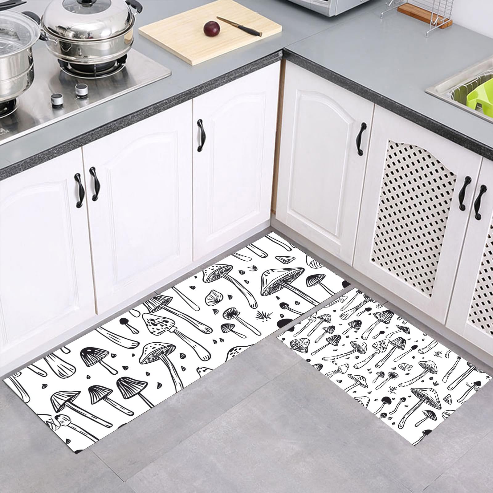 Tapis de cuisine art linéaire pour couloir et buanderie, décoration de sol moderne et chic