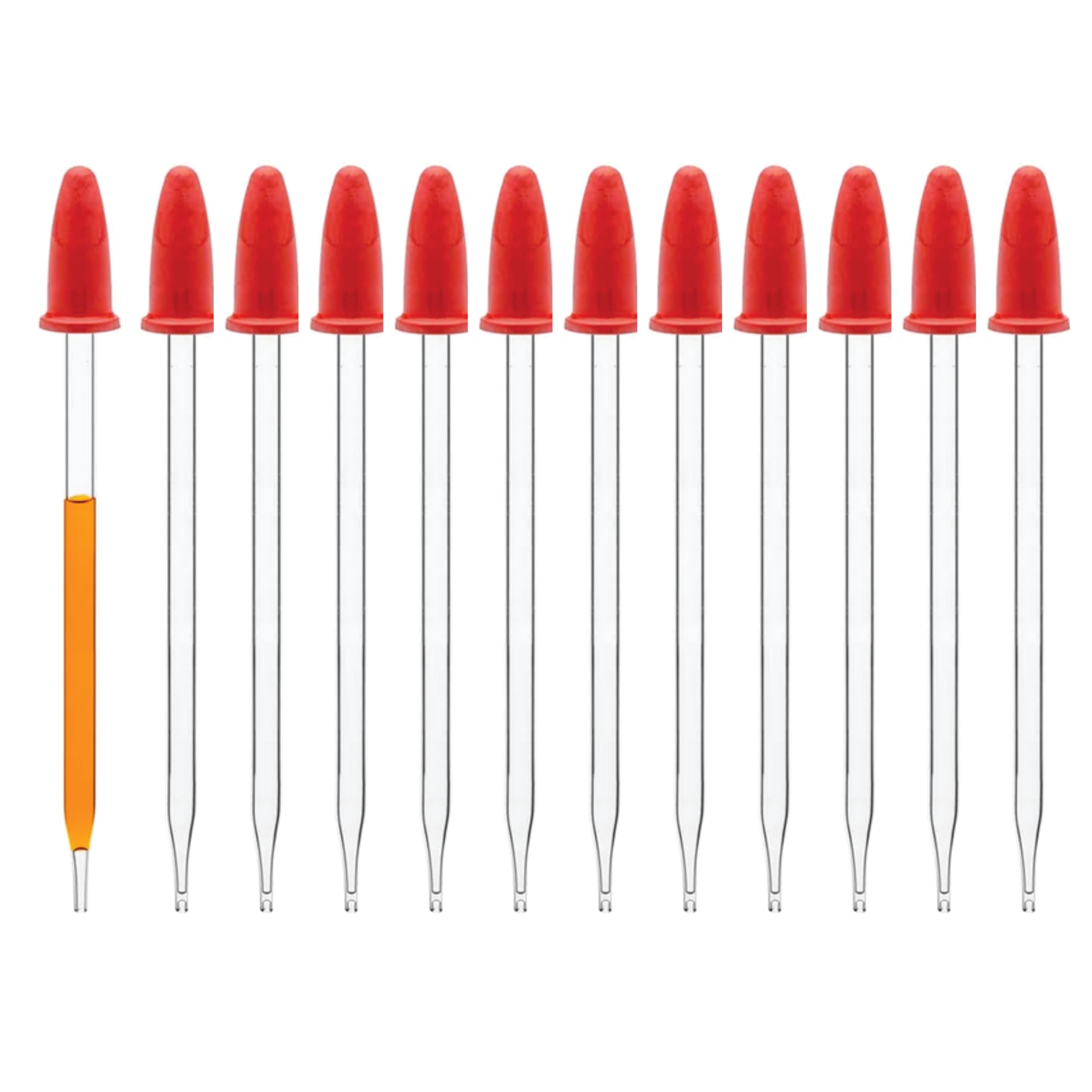 LABXPORT Glass Pipette Dropper with Red Rubber sucker Cap (6 inch, 12pcs)– for Lab Laboratory perfume making Cosmetics School College Science Experiments Essential Oils Transfer Liquids Home use-image-1