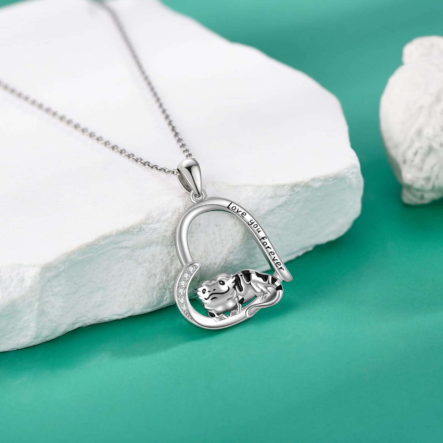 Heart Animal Necklace Sterling Silver Chicken/Dog/Wolf Pendant Necklace Animal Jewelry for Women Dog Lovers - Image 3