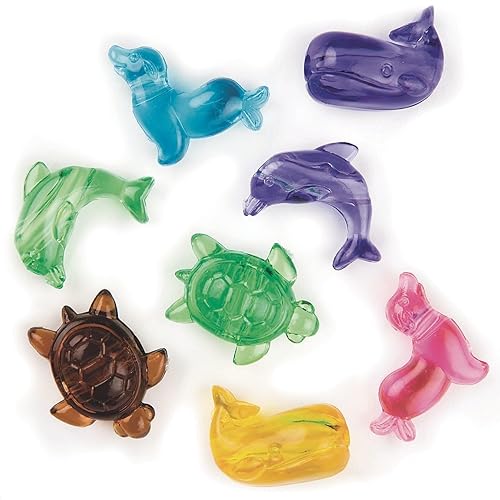 S&S Worldwide Mezcla de cuentas de vida marina. Incluye ballena, tortuga, delfín y foca. Tamaño grande de 25 mm con agujero de 4 mm para facilitar