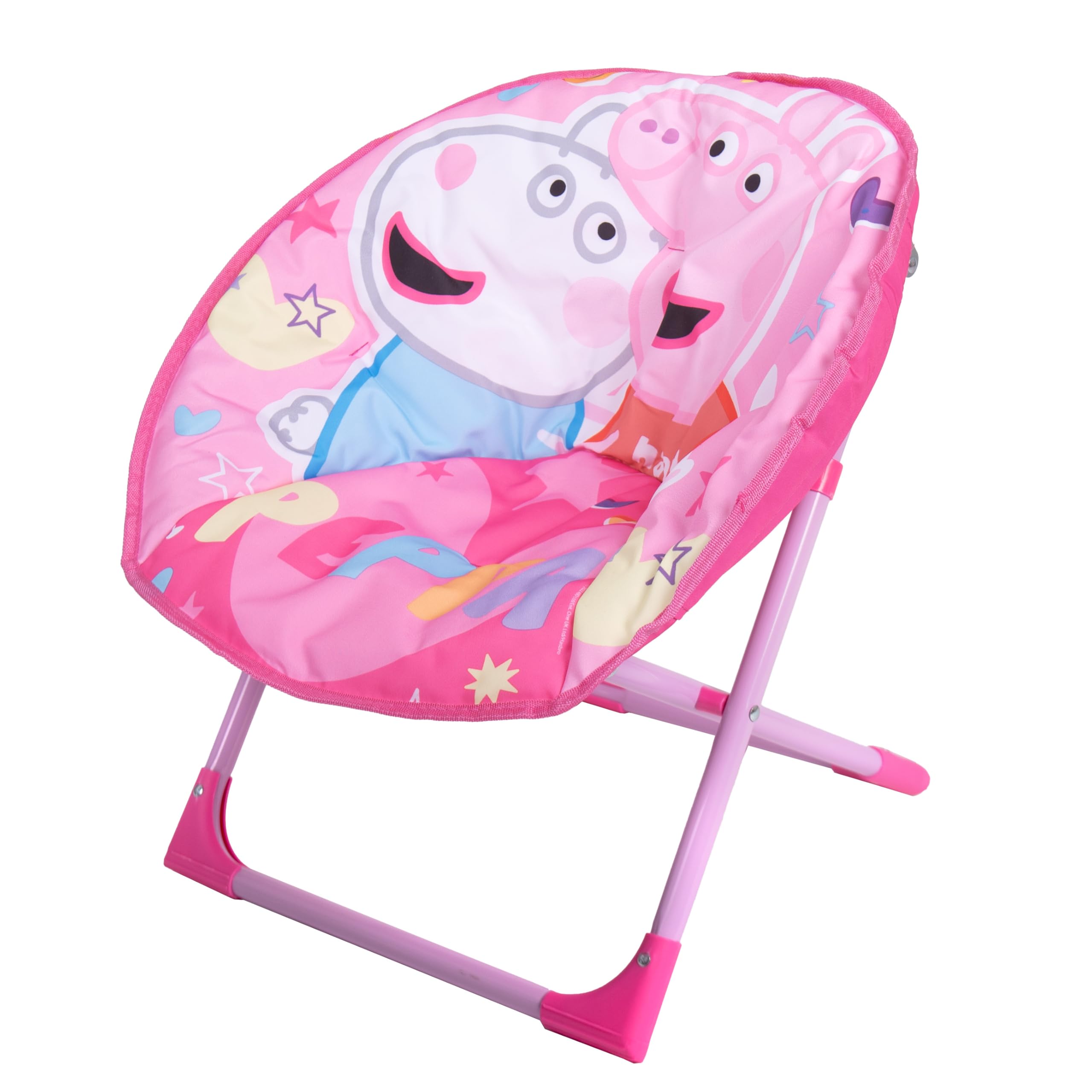 Relsy Peppa Pig Kid's Folding Chair Children's Bedroom Furniture, Peppa Pig Moon Chair Pink & Purple 50cm Collapsible Camping Seat For Kids