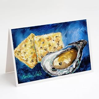 Caroline's Treasures Oysters Two Crackers Greeting Cards Pack of 8 Blank Cards with Envelopes Whimsical A7 Size 5x7 Blank Note Cards