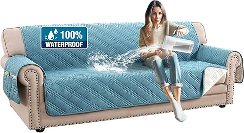 Miniatura 10 de H.VERSAILTEX Fundas de sofá 100% impermeables para mascotas, fundas deslizantes modernas para sofás/sofás, funda de sofá gruesa y suave lavable