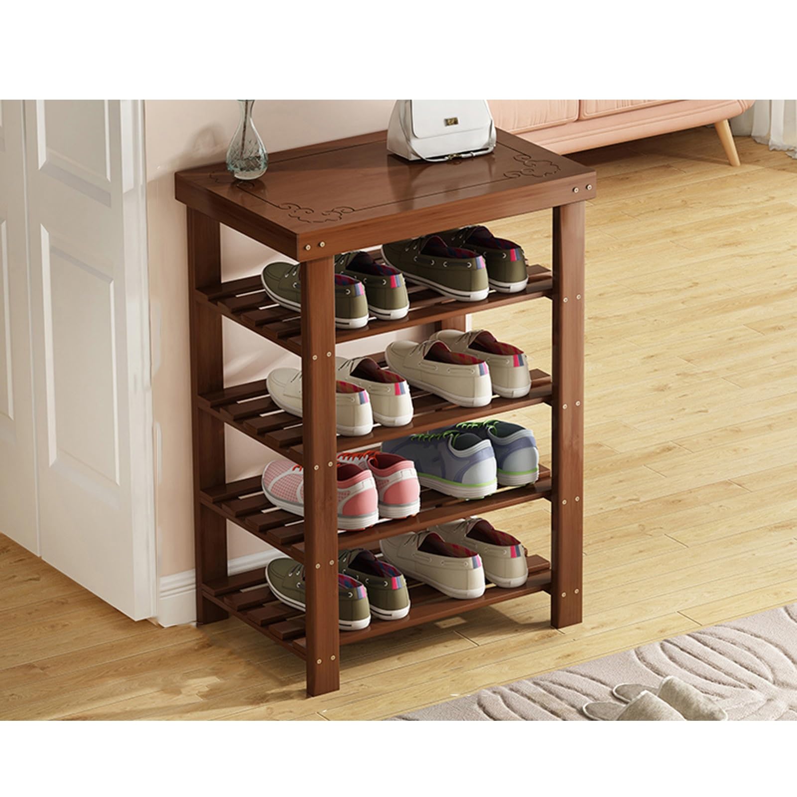 Banc porte-chaussures en bois 60cm meuble de rangement moderne d'entrée