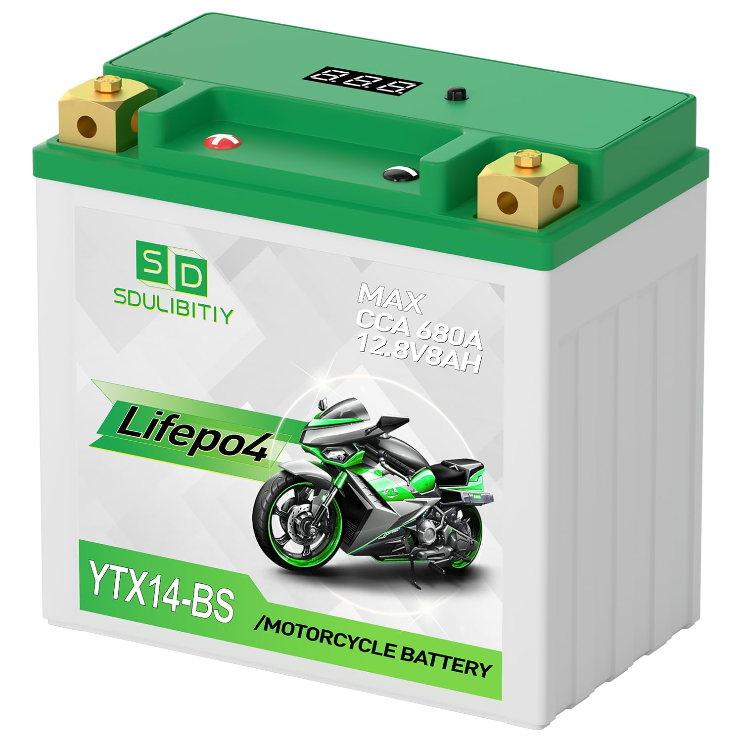 Lithium Motorcycle Battery LiFePO4 YTX14-BS 12.8V 8Ah 680CCA Powersports Battery For Motorcycle, Compatible ATV, UTV, Jet Ski,Generator Battery, 4 wheeler