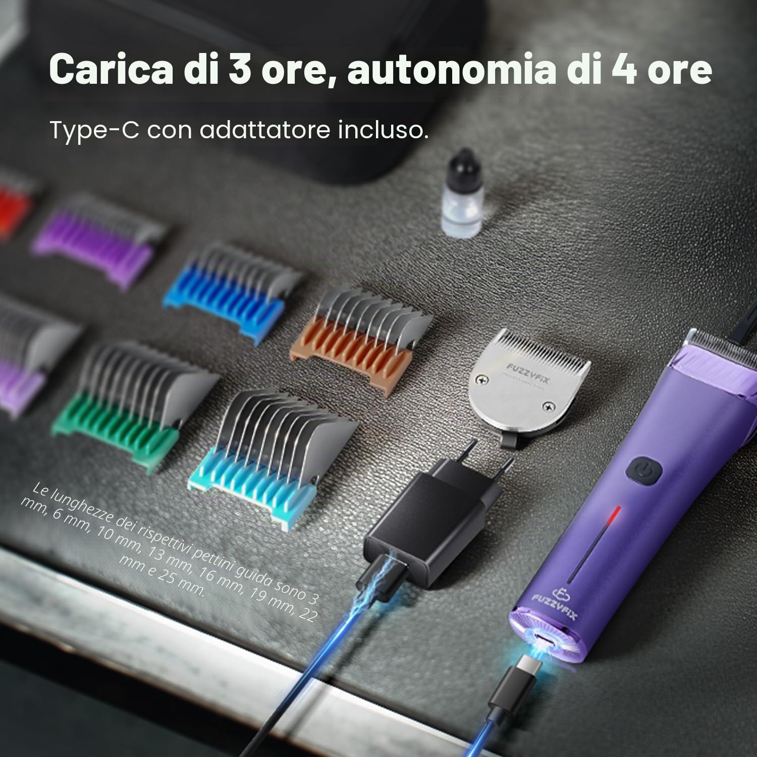Tosatrice per cani professionale con lama di ricambio, kit per la toelettatura degli animali domestici senza fili con lama regolabile 5 in 1, rifinitore ricaricabile a 2 velocità