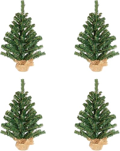 Rocky Mountain Goods Árbol de Navidad pequeño de mesa de 12 pulgadas  Árbol de Navidad sin luz con base pesada de arpillera  Ideal para centro de