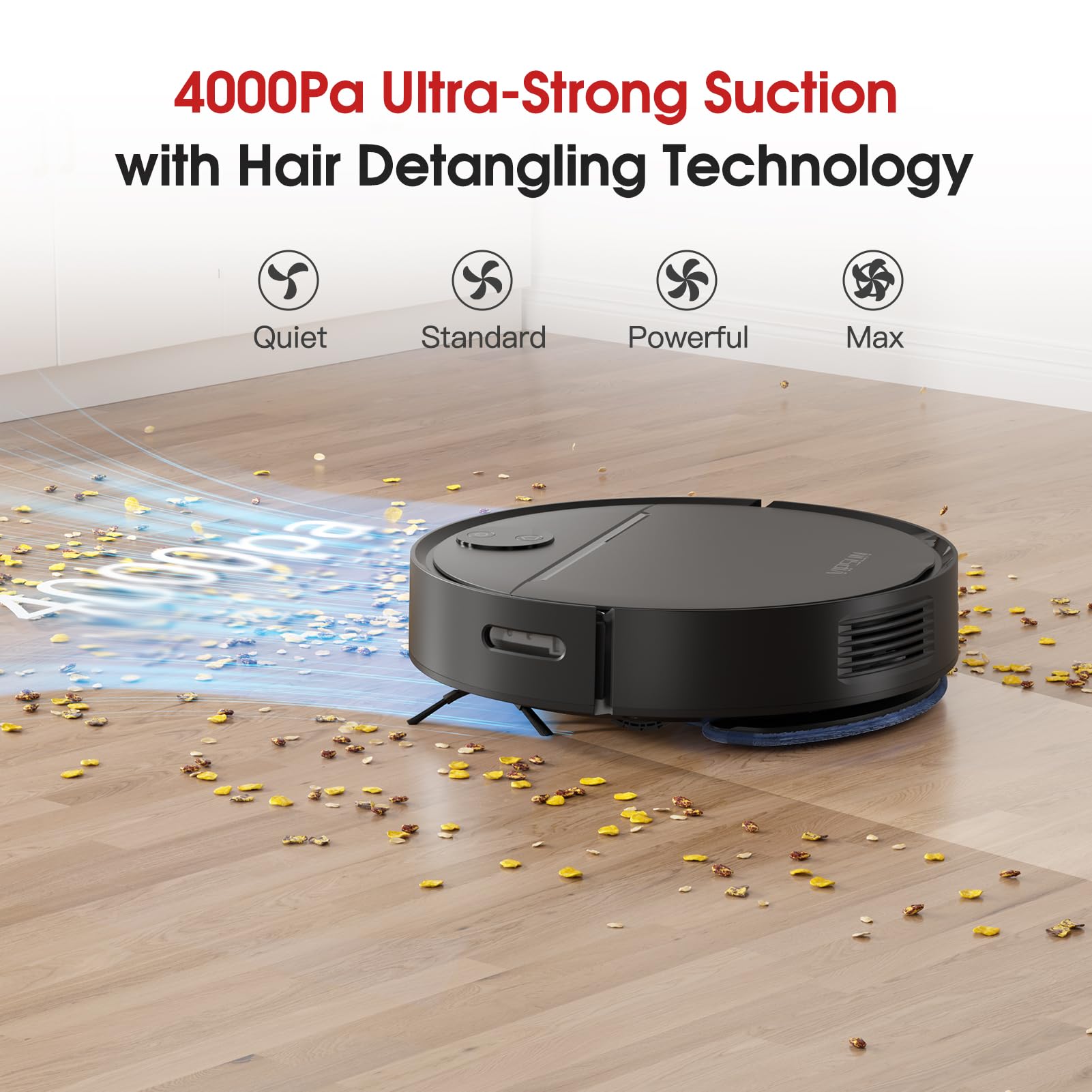 Robot aspirador y trapeador combinado con succión de 4000 Pa, aplicación/voz/control remoto, aspiradoras robóticas con ajuste personalizado, carga automática, evitar obstáculos, robot 4