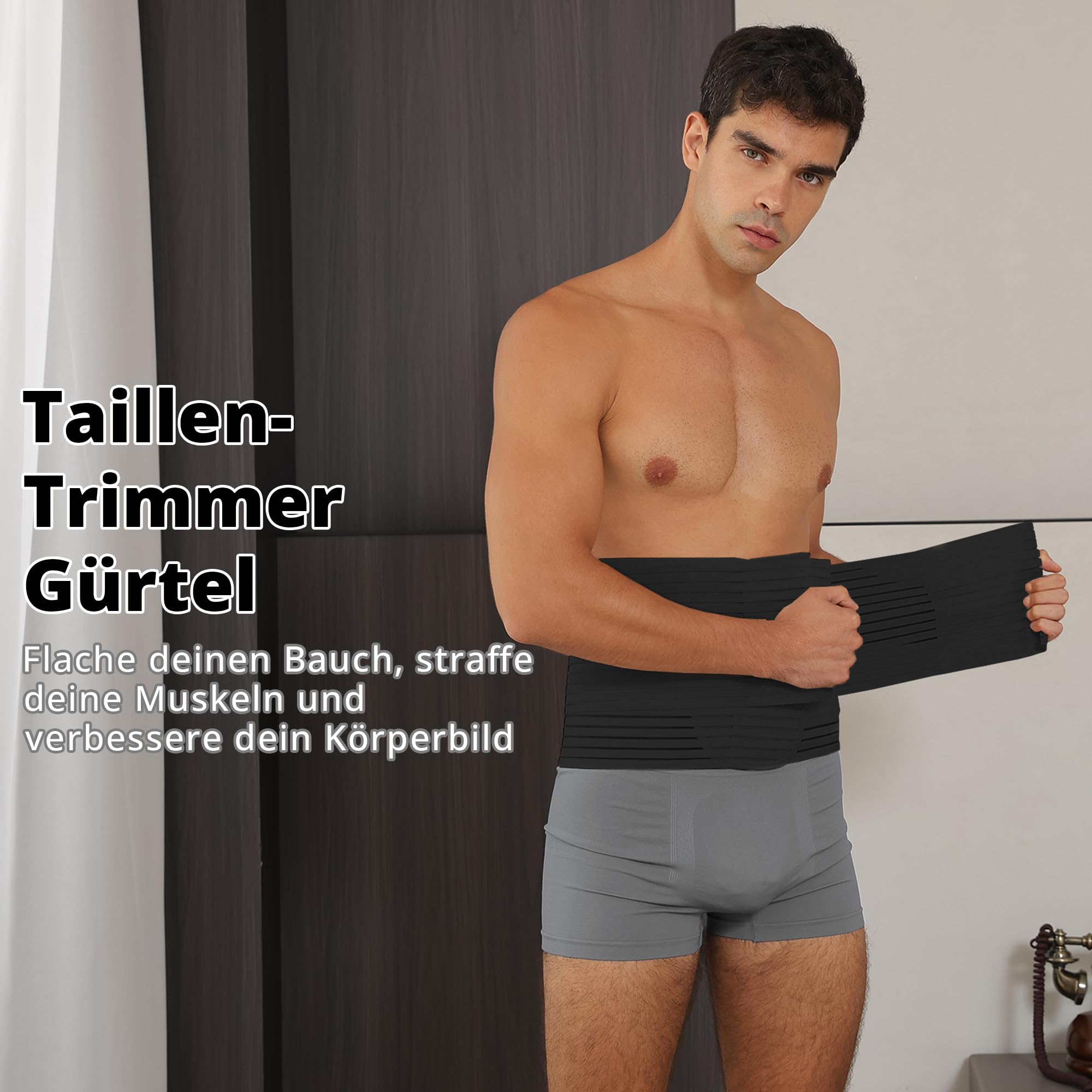 Channo Bauchgurt und Bauchbandage, zugleich als Bauchweggürtel und Waist Trainer verwendbar, auch ideal als Nierengurt, Rückenstützgürtel und Haltungskorrektur für Herren