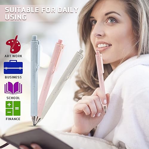 Miniatura 4 de USUAL Bolígrafos de gel, bonitos bolígrafos de tinta rosa y negra, bolígrafos pastel, bolígrafos de gel retráctiles, tinta negra, punta extrafina de