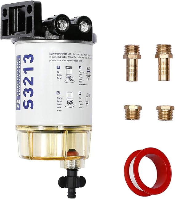 Fuel Filter Water Separator with 3/8" Barb x 1/4" NPT Fittings