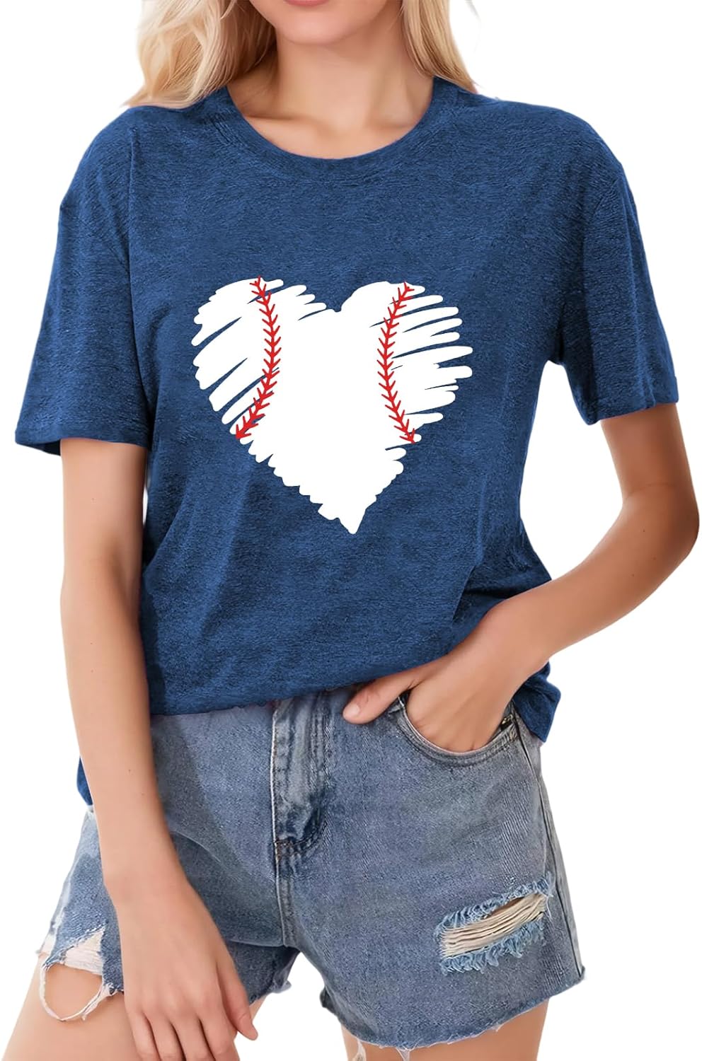 Women's Baseball Basketball Football Soccer T-Shirt Mom T-Shirt Cute Short Sleeve Top - Image 3