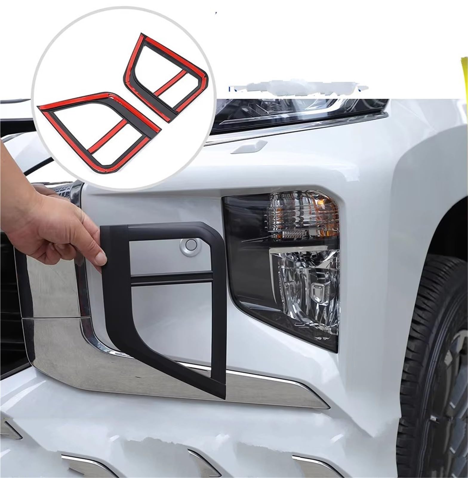 Nebelscheinwerfergrill Kompatibel Mit Mitsubishi Für L200 Für Triton 2019 2020 2021 2022 2023 Nebelscheinwerfer-Abdeckung, Lampengitter, Hauben, Außenschutz, Zubehör