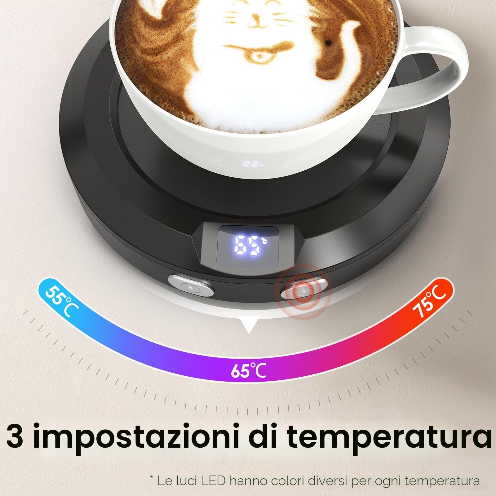 Accwork Scaldatazze Scalda Tazze da Caffè, Scalda Bevande Scalda Latte, Tè con con 3 impostazioni di temperatura - 2-12H Spegnimento Automatico, Scalda Caffè per Ufficio, Casa