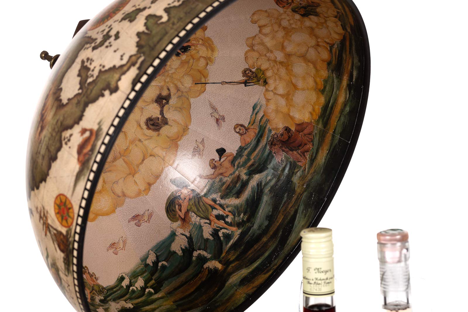Chariot de bar géant, avec couvercle et roulettes, en forme de globe terrestre, 4 couleurs au choix : beige foncé